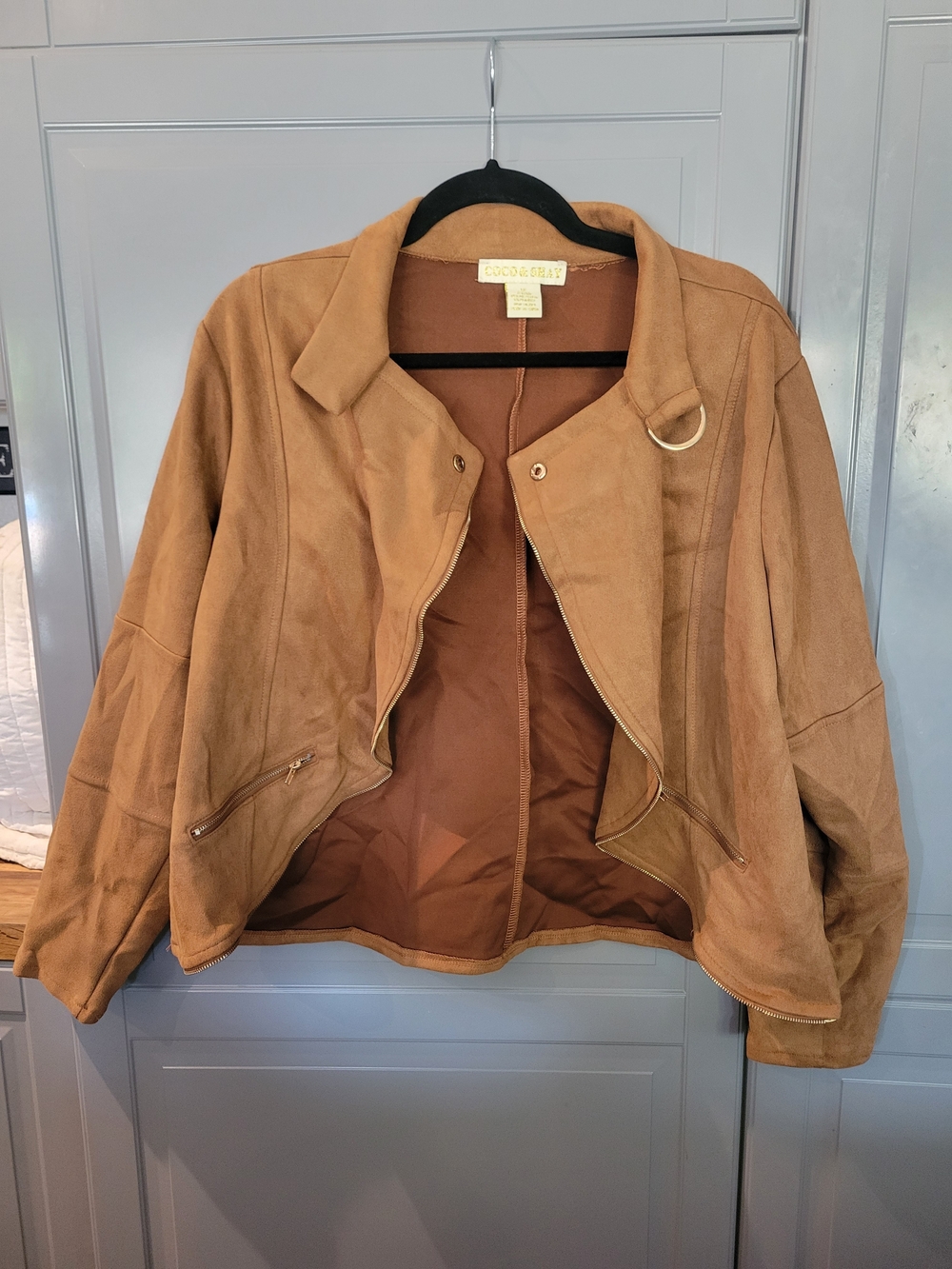 Cocoon & Co. Women's Tan Suede Moto Jacket